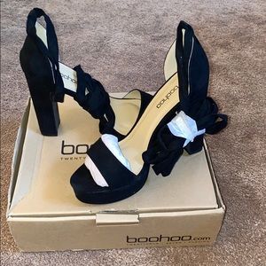 Stylish black platform heels